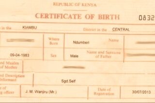 A Kenyan Birth Certificate