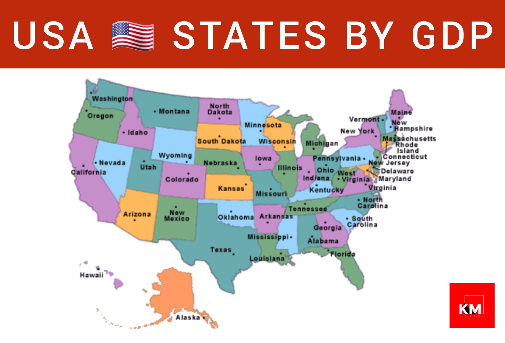 States with the largest GDP in America