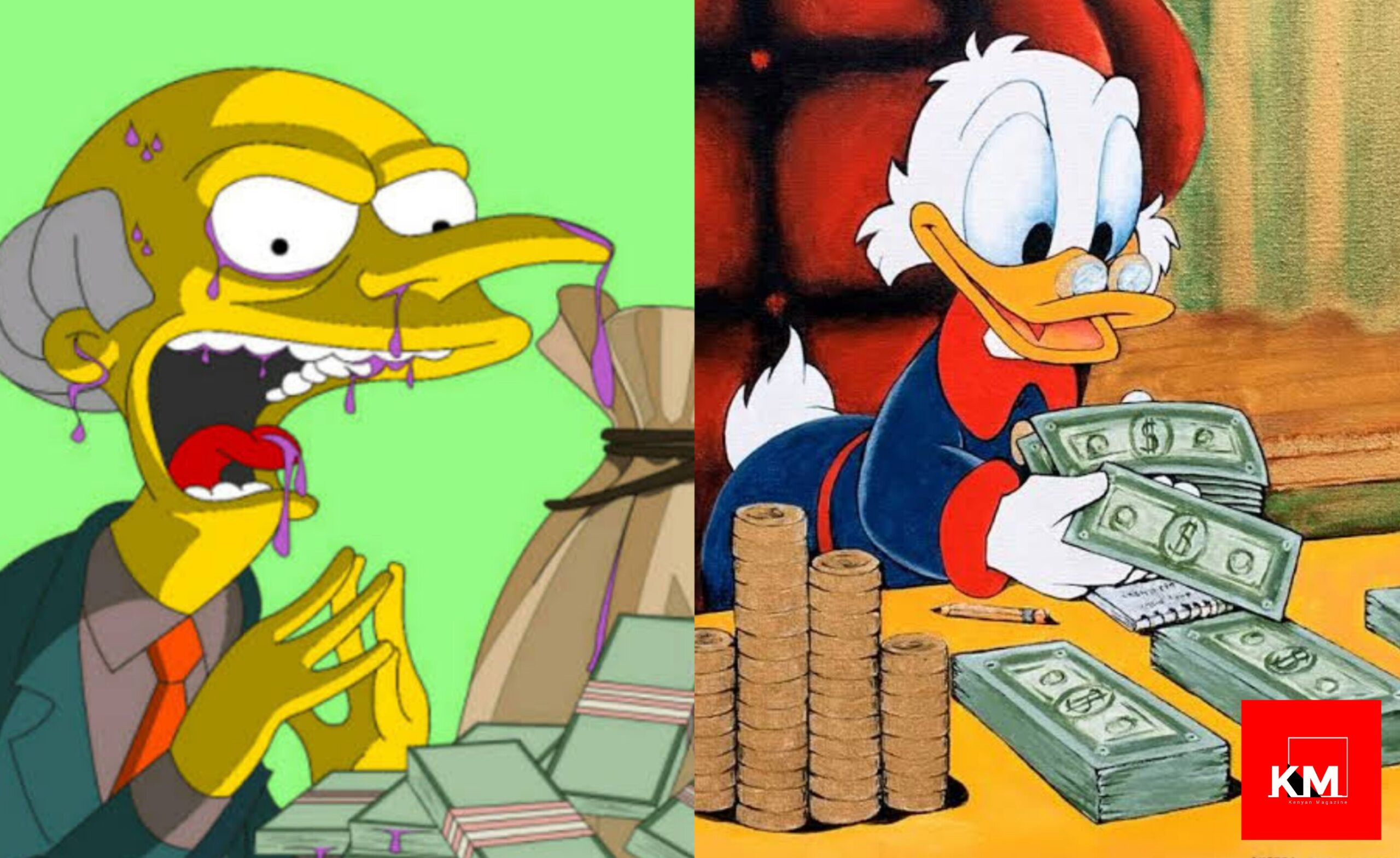 Cartoon Characters with money